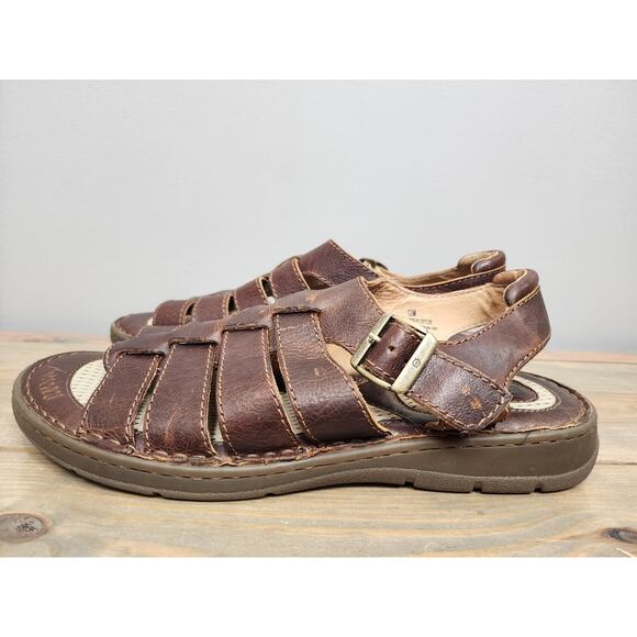 Born Fisherman Brown Leather Open Toe Casual Sandal Men 12 US